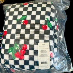 Betsey Johnson Cherry Checkered blanket NWT